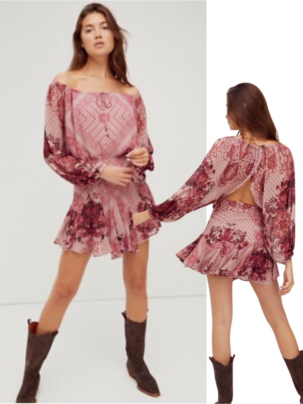 Free People Seven Wonders Mini Dress Boho Paisley Print Spring Dress Size Large